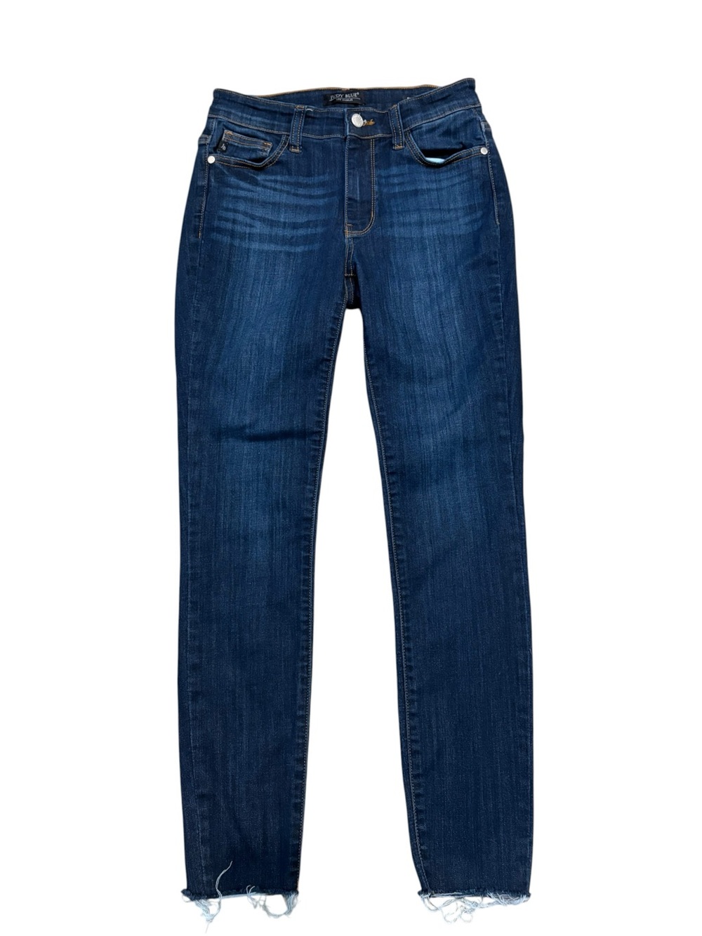 Judy Blue Skinny Fit Dark Wash Raw Hem Jeans. Size 3/26